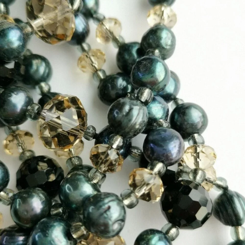 Freshwater pearl and crystal rope necklace 46